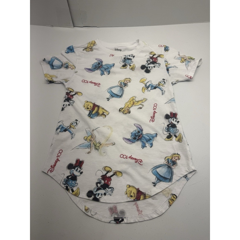 Disney 100 Mickey and Friends All-Over Graphic T-Shirt Juniors' Size XS